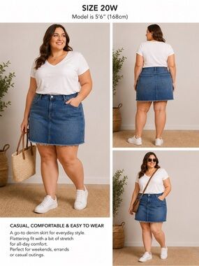 Wild Fable Women’s Studded Raw Hem Blue Denim Skirt 20W NWT